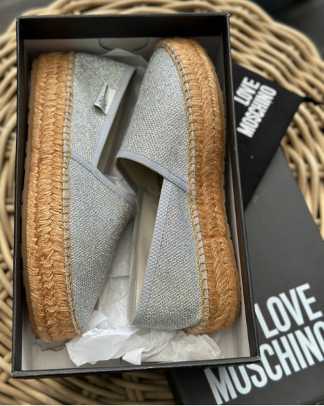 Espadrilky dámské Love Moschino stříbrné